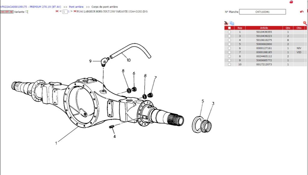 piece_RENAULT 270 DCI COVED ARBRE DE ROUE ARRIERE DROIT 5010534076